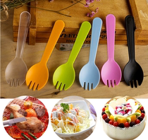 Disposable small fork ice cream spoon individually packaged thickened plastic frosted fork spoon dessert cake fork whole box