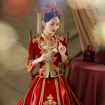 Heavy Industry Velvet Xiuhe Clothing 2021 New Spring and Summer Chinese Wedding Wedding Dress Bride Toast Chinese Style