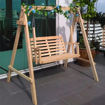 Special outdoor swing Anti-corrosion wood Solid wood swing Balcony wooden hanging chair Double wooden courtyard Outdoor swing