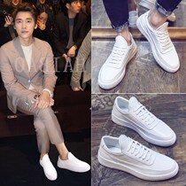 Tide brand mens white shoes 2021 new Korean version of fashion temperament mens shoes increased foot small casual shoes