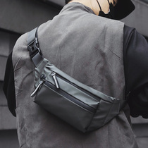 Hong Kong Tide Brand Chest Bag Mens Leather 2021 New Waterproof Mens running bag Leisure Sports shoulder bag Large Capacity