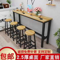 Bar table home wall balcony milk tea shop table and chair tall commercial long bar simple narrow table small bar