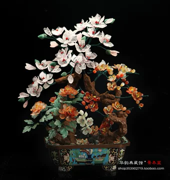 景泰蓝玉石牡丹花盆景摆件-景泰蓝玉石牡丹花盆景摆件促销价格