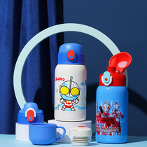 Ultraman Childrens thermos cup with straw 316 food grade boy girl primary school kindergarten portable water cup