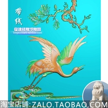 Songhe single crane flying crane white crane bird with line wood carving JDP relief BMP grayscale