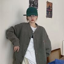 American retro vintage Korean loose baseball uniform womens spring and autumn 2021 new long-sleeved casual jacket ins tide