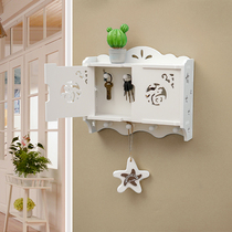 Creative wall shelf non-hole adhesive hook ornaments decoration living room entrance wall key storage box finishing box