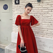  Pregnant women toast clothes bride high waist cover belly burgundy 2021 new large size loose dress dress summer