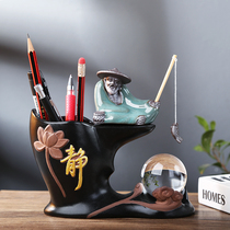 Ceramic pen holder office student desktop ornaments retro creative fashion cute Nordic personality simple decorations