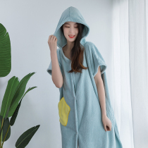  Wearable cloak bath towel womens summer thin yukata absorbent quick-drying long thickened bathrobe adult 2021 new