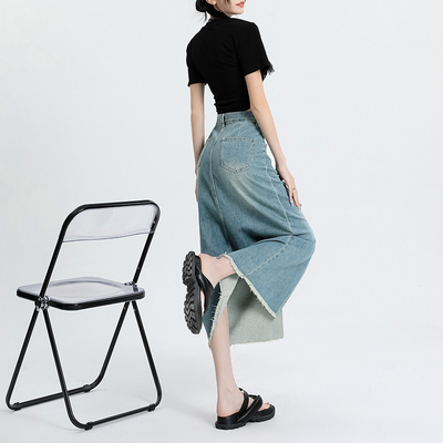 taobao agent Summer denim skirt, design long skirt, A-line, fitted, trend of season, mid-length, maxi length