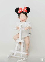 Childrens rocking Trojan solid wood baby banquet set shooting props dual use 2-4-year-old adults can sit White