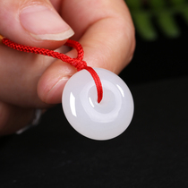 Natural Hetian Jade mutton White Jade safe buckle pendant men and womens white fine time to run without matter card jade pendant