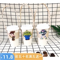 Environmentally friendly beverage carrying bag cartoon mobilization cup set waterproof hand ice bully pearl milk small pocket handshake Cup