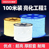 (100 m) super bright LED light with outdoor long strip light lighting decoration construction site waterproof soft light bar 220V