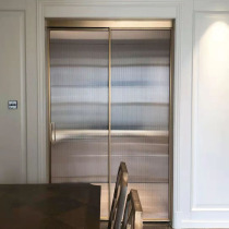 Custom Golden Kitchen Balcony Pushdoor Suspension Rail Living-room Toilet Mobile Door Partition Super White Long Iridescent Tempered Glass
