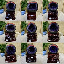 Natural purple Amethyst hole Amethyst money bag Round crystal hole Lucky gathering wealth Degaussing crystal office ornaments