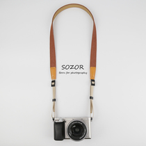 Sozor camera shoulder strap cute micro single decompression strap retro art cotton denim webbing card machine lanyard
