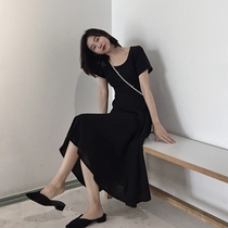 Small black dress Women in summer 2022 new Korean version sexy scooters with slender Hepburn black one-piece dress