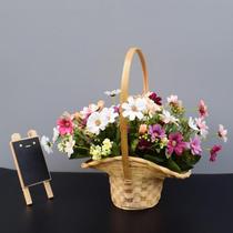 Rattan flower basket dance props shopping basket size square dance flower basket bamboo weave dance big basket fruit basket