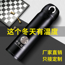 Thermos men and women students portable car large capacity water cup Stainless steel Korean version fresh bouncing cup