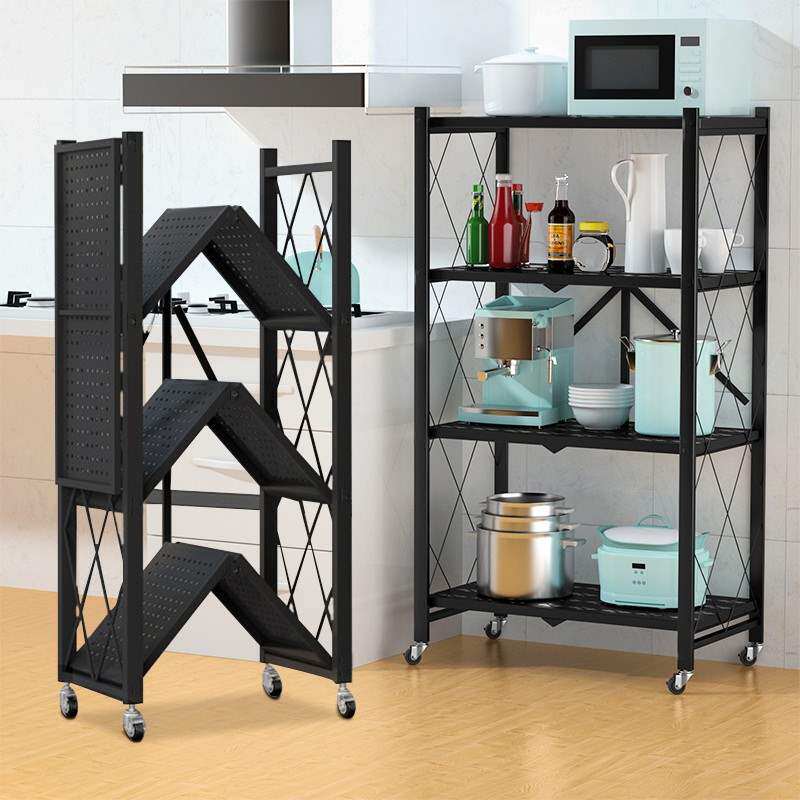 Workers to the shelf without the installation of folding kitchen shelf 4 floor shelf kitchen storage rack landing
