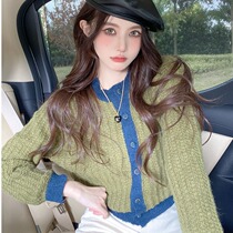 Fashion Contrast color long sleeve sweater coat women 2021 Autumn New temperament wear Korean slim sweater top