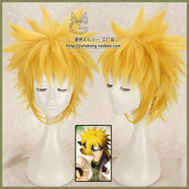 Four generations of Fire Shadow Wave Fengshui door cos wig custom short anti-warped fluffy explosion head Golden