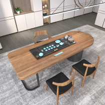 Solid Wood tea table and chair combination office tea table simple modern kung fu tea table tea table log tea table