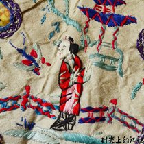Qing Dynasty antique collection old hand-made old embroidery old embroidery piece old embroidery bag DIzY-single-layer seed figure cloud shoulder