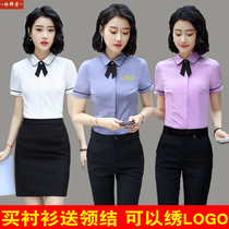 Hotel front desk cashier work clothes Female summer catering hotel waiter overalls Short-sleeved shirt skirt suit
