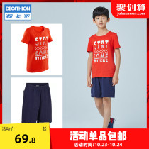 Decathlon KIDS Sport Set 2020 Spring New Tong Tong Printed Loose Short Sleeve T-Shorts KIDS