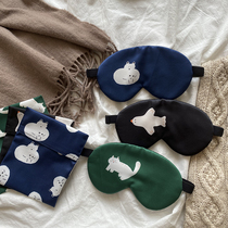 Cocoa love three small only ~ men and women sleep mulberry silk eye mask set ear-mounted cold and hot compress