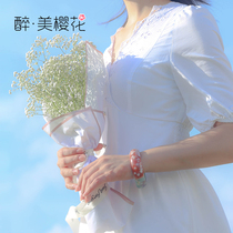 (Hongyun Dangtou) Sakura Agate Bracelet Full Circle Three-dimensional Popcorn Cinnabar Red Star Princess Bracelet