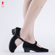  Red dance shoes 1006 national dance shoes grading black cloth shoes Mother shoes practice shoes Square dance shoes dance shoes velvet heels