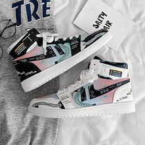 aj mens shoes summer 2022 new breathable high-help board shoes 100 hitch students Air Force One sports mens wave shoes