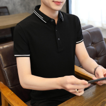 Short sleeve T-shirt men 2021 summer thin business casual lapel solid color polo shirt slim handsome summer clothes