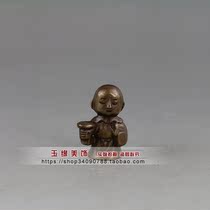 Retro old copper brass xiang cha monk Copper patina 3 8 × 2 3 x 17cm