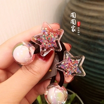 South Korea Import Glitter Stars Child Hair Rope Without Injury Hair baby Horse Tail Hair Ring Girls Head Accessories Leather Fascia Plus Coarse