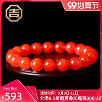 Ji Yongfa Liangshan South Red Hand Agate Bracelet Cherry Red Union Single Circle Crystal Natural Bead Men and Womens models