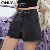 ONLY2021 Autumn New High waist hollow design fashion hole denim shorts women) 121243003