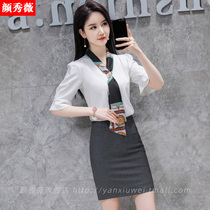 Summer high-end professional suit womens short-sleeved frock dress fashion temperament beautician front desk sales work clothes tide