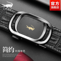 Crocodile Casual Leather Strap Men Genuine Leather Upscale Luxury Brands Automatic Buckle High-end Pure Cow Leather Pants Belt Tide