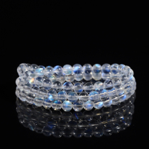 Natural ice through glass body strong blue light White Moonstone bracelet female single circle shining rainbow cream body Three Circle Bracelet