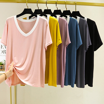 Womens pajamas short sleeves summer thin Modal casual T-shirt new size cotton summer loose tops loungewear