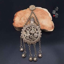 antique antique silver sachet lotus leaf lotus sachet bell pendant pure copper hollow spice bottle old object character toy