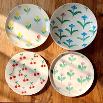 good Meow one thing original hand-painted homemade tableware bone china cute plate underglaze flower grass