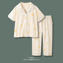 (Designer series)Pajamas womens summer cute omelette pure cotton short-sleeved trousers home wear 2021 new