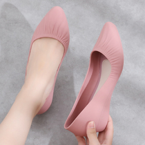 Pointed slope heel rain shoes womens fashion models wear waterproof non-slip jelly sandals womens four-season shoes shallow plastic single shoes
