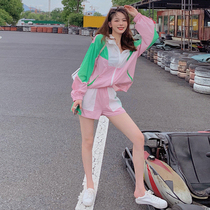 Speed Dry Sports Suit Womens Summer Thin Section Running Net Red Fashion Foreign Air Weight Reduction Casual Sunscreen Shorts Two Sets